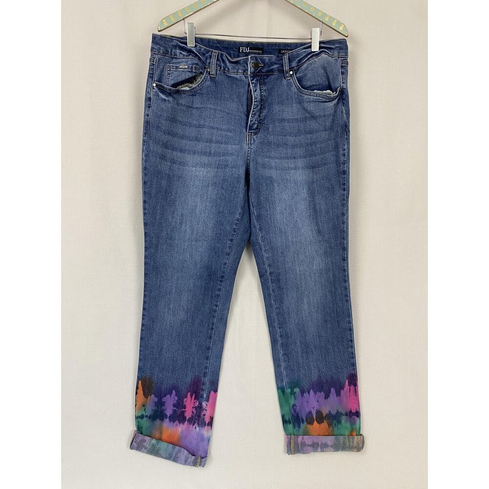 FDJ French Dressing Jeans Womens 16 Blue Straight Olivia Tie Dye Ankle 36x32 - Picture 3 of 12